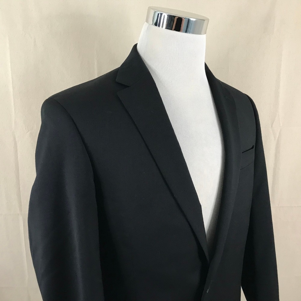 Tommy Hilfiger 38L Sport Coat Wool Blend Black Two Button Lined Double Vented